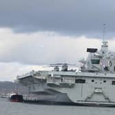 HMS Queen Elizabeth on Tuesday, October 31, after returning to Portsmouth early from her Autumn deployment. Picture: Jake Corben - JC Maritime Photos.