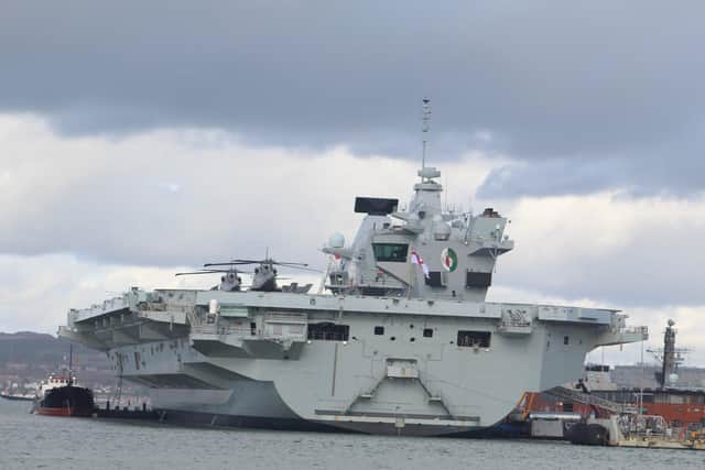 HMS Queen Elizabeth on Tuesday, October 31, after returning to Portsmouth early from her Autumn deployment. Picture: Jake Corben - JC Maritime Photos.