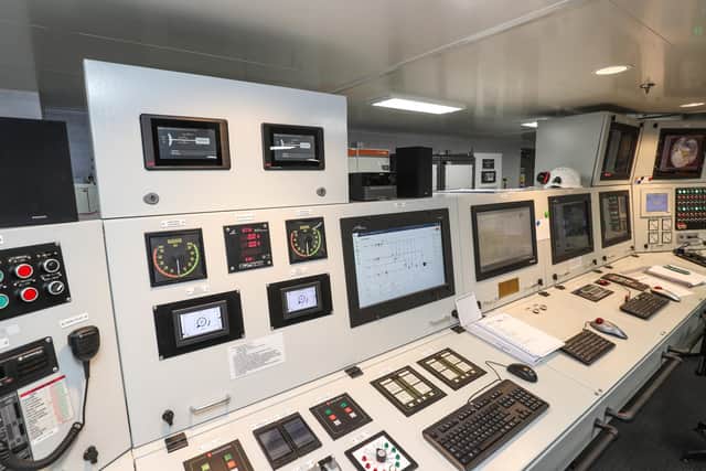 Tour of the new Brittany Ferries ship Salamanca. Engine control room.Picture: Stuart Martin (220421-7042)