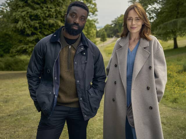 Paapa Essiedu is Father David Hicks and Keeley Hawes plays Sister Anna in the new Channel 4 drama series Falling (Picture: Channel 4/The Forge/Robert Viglasky)