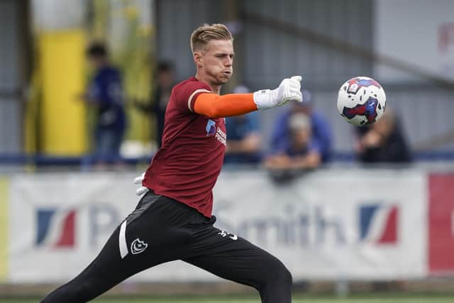Alex Bass warms up ahead of Pompey's pre-season friendly against the Hawks earlier this month.   Picture: Jason Brown