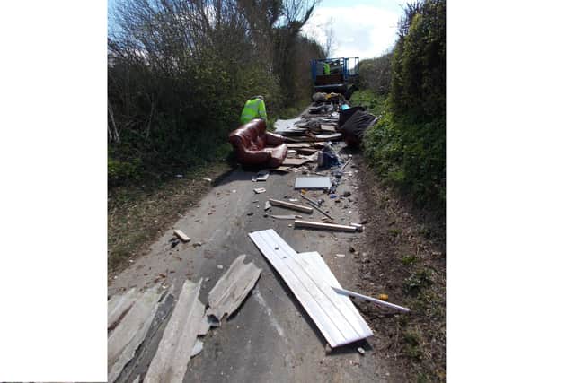 Fly-tipping in Mill Lane, on Portsdown Hill, on April 7, 2022.
Picture: Christopher Golding