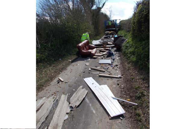 Fly-tipping in Mill Lane, on Portsdown Hill, on April 7, 2022.Picture: Christopher Golding