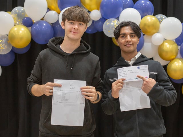 Tristen and Abhirup with their results at Mayfield School, PortsmouthPicture: Habibur Rahman