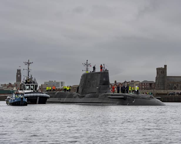 A decision to rename HMS Agincourt, an Astute-class attack submarine, to HMS Achilles has been branded "woke nonsense" by former defence secretary Grant Shapps. Pictured is fellow Astute-class submarine HMS Anson.