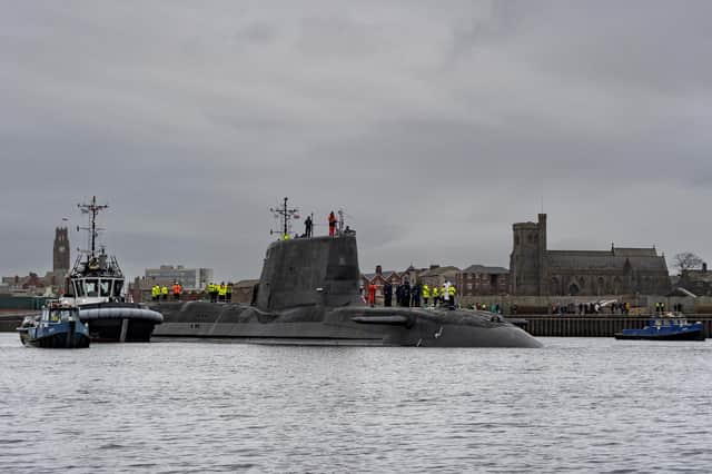 A decision to rename HMS Agincourt, an Astute-class attack submarine, to HMS Achilles has been branded "woke nonsense" by former defence secretary Grant Shapps. Pictured is fellow Astute-class submarine HMS Anson.
