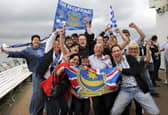 Pompey fans gathered at the Albert Tavern bar on South Parade Pier, Southsea. PICTURE: MICHAEL SCADDAN