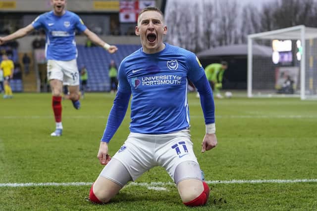 Pompey winger Ronan Curtis has directed a cheeky dig at Oxford United – following the Blues’ 3-2 victory tonight.   Picture: Jason Brown