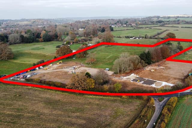Aerial site view of the entire later years' development in Horndean.