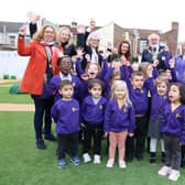 Cheers all round for everyone at Penbridge Infant School as it opens its new playground. Picture by Samuel Poole