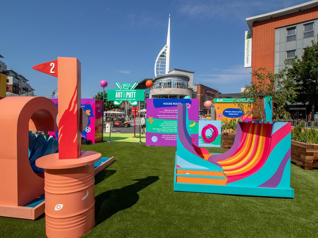 New mini golf course, Art and Putt, has opened in Gunwharf Quays, Portsmouth. Pictured: General view of the Art and PuttPicture: Habibur Rahman