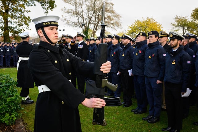 The remembrance service at HMS Collingwood.