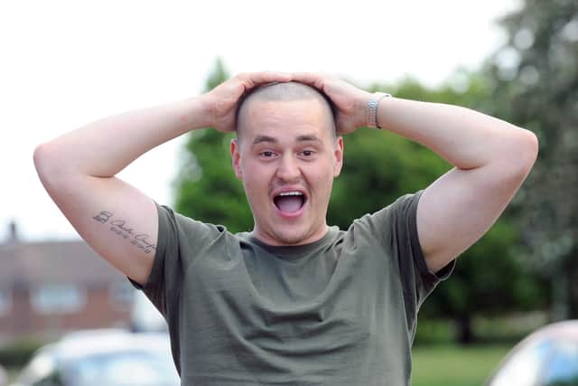 Tim Farmer (30) from Havant, recently had his head shaved and donated his hair to the Little Princess Trust and raise money for Charlie's family. Picture: Sarah Standing (240522-6036)