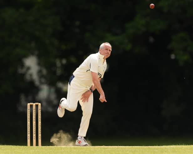 Roland Barnard bowling for Hayling 2nds against Clanfield - he later shared a match-winning stand with skipper Morgan Marshall

Picture: Keith Woodland