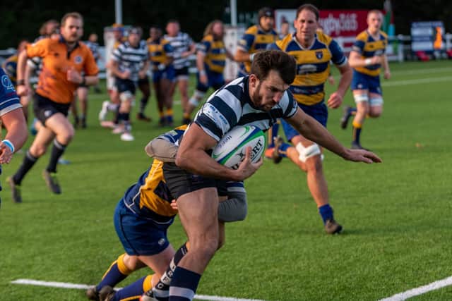 Wes Dugan went over as Havant claimed victory over Wimbledon Picture: Vernon Nash