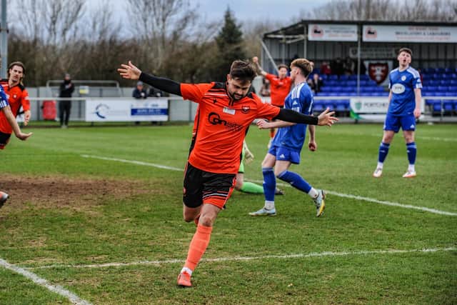 George Barker wheels away after scoring against Portland. Picture by Daniel Haswell