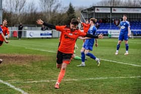 George Barker wheels away after scoring against Portland. Picture by Daniel Haswell