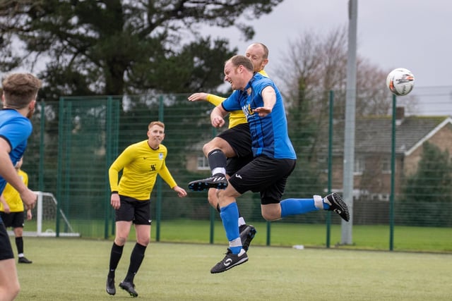 Burrfields (yellow) v Horndean United. Picture by Alex Shute