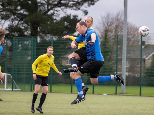 Burrfields (yellow) v Horndean United. Picture by Alex Shute