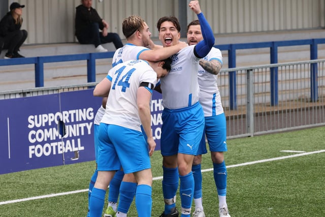 AC Copnor celebrate taking the lead. Picture by Kevin Shipp