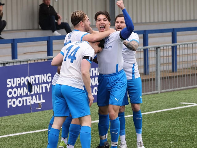 AC Copnor celebrate taking the lead. Picture by Kevin Shipp