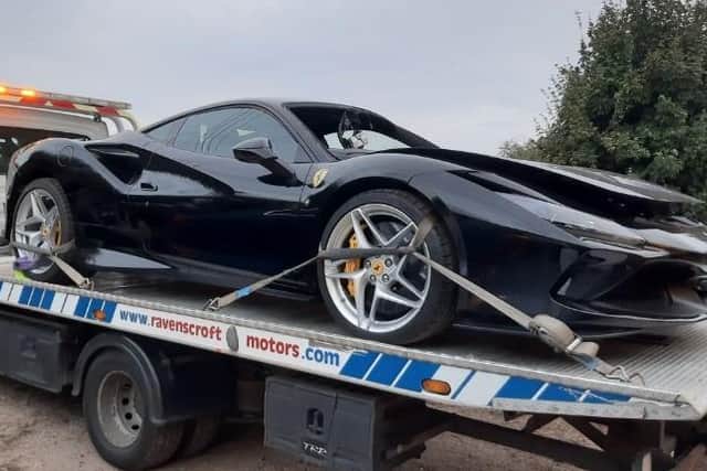 Police seized a Ferrari. Pic Hants police