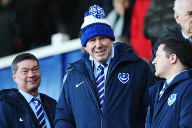 Pompey chairman Michael Eisner on his last visit to Fratton Park in February 2020.