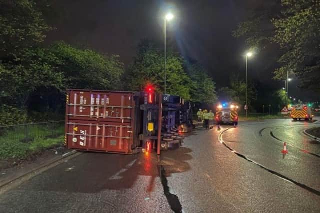 The crash happened at the Rushington roundabout on Marchwood-bypass yesterday morning at roughly 3.30am. Picture: HIWFRS