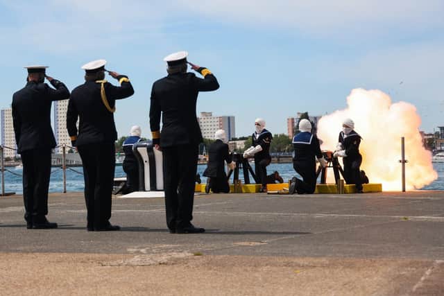 Royal Navy gun salute in Portsmouth