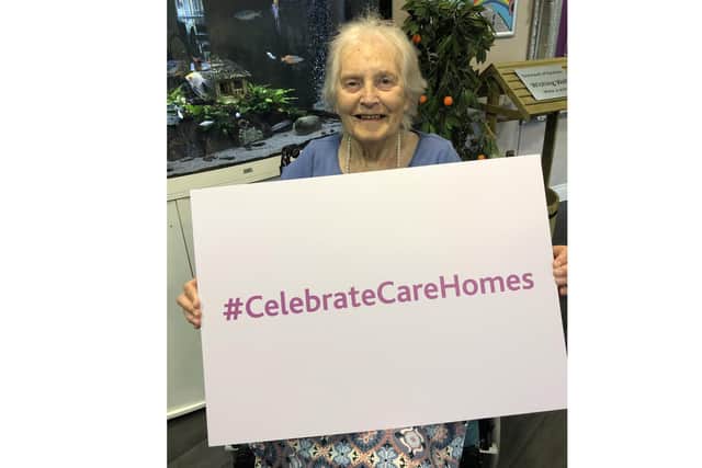 Residents at Gracewell of Fareham care home have been getting behind the national campaign #CelebrateCareHomes and starring in TikTok videos. Pictured: Liz Vincent