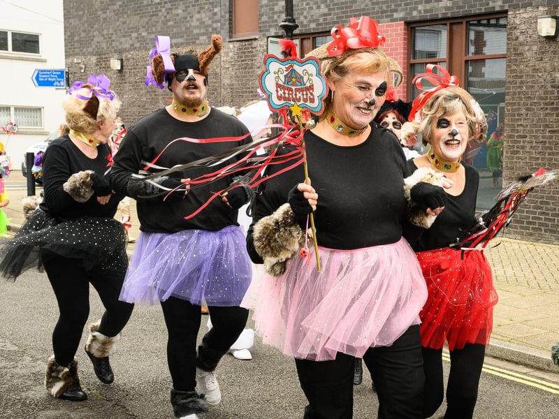 Pictured is: Members of the Groundlings theatre joined in.