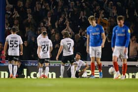 Ipswich celebrate their fourth goal - netted by Wes Burns - in their Fratton Park triumph just six weeks ago. Pompey are a different prospect now. Picture: Graham Hunt/ProSportsImages