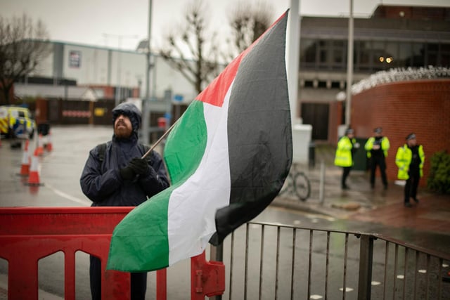Pro Palestine protest outside Unicorn Gate of the Navy base on Thursday 29th of February 2024Picture: Habibur Rahman