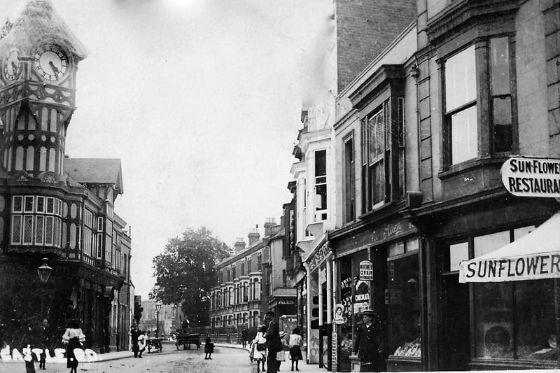 Castle Road, Southsea with the famous clock tower of Clock House.