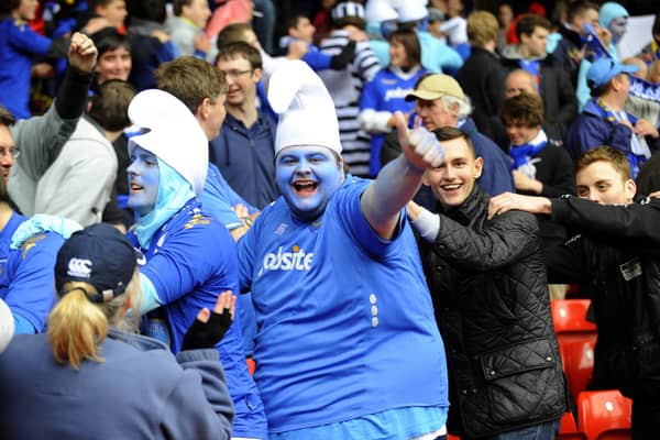 Bet you didn't know the Smurfs were big Pompey fans!Picture: Allan Hutchings (121503-012)