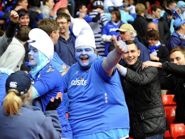 Bet you didn't know the Smurfs were big Pompey fans!Picture: Allan Hutchings (121503-012)