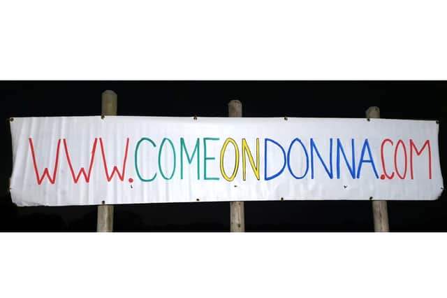 The sign for Donna Morgan at the Victoria Inn pub, West Marden.