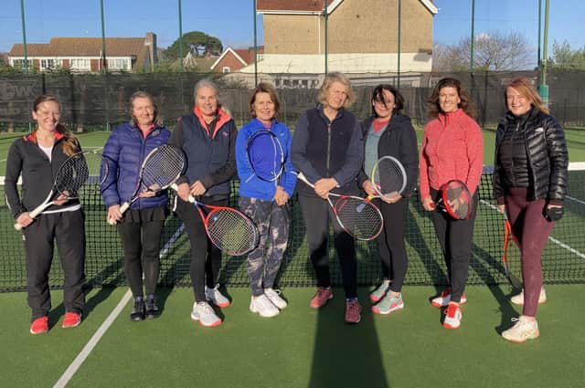 Lee v Chichester 2nds ladies (from left) Saskia Benzing, Patsy Scarborough, Jane Lyndon, Donna Davey, Sara Smythe, Cathie Thoms, Heidi Johnson, Gina Davis