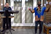 Soul duo Montage, consisting of Locks Heath friends Barry Poling and Bobby Anarfi, put on a charity livestream gig to raise funds for The Care Workers Charity and will be holding a second charity stream on Saturday. Pictured: Montage during their first live stream