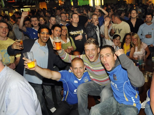 Pompey fans at Walkabout Bar in Guildhall Walk - was this you?