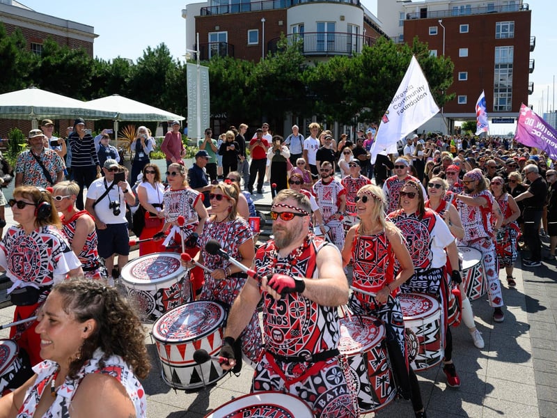 Batala Drums welcomed the crews at GunwharfPicture: Keith Woodland (270721-102)