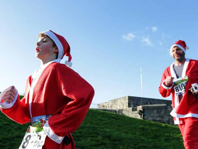 Another young runner nears the finish of the Turkey Trot. Picture: Chris Moorhouse (221224-84)