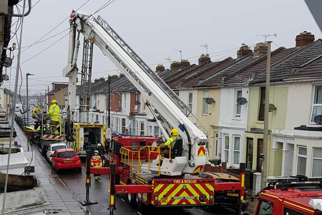 Firefighters were  called in to help lift the man from his home.