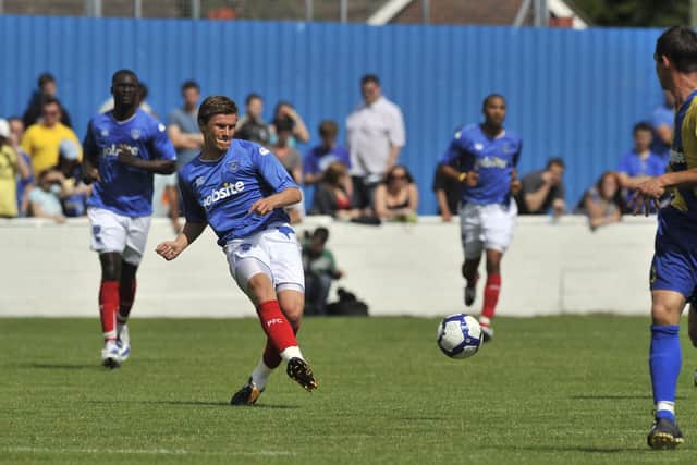 Eugen Bopp in action for Pompey against Basingstoke in July 2009. Picture: Steve Reid