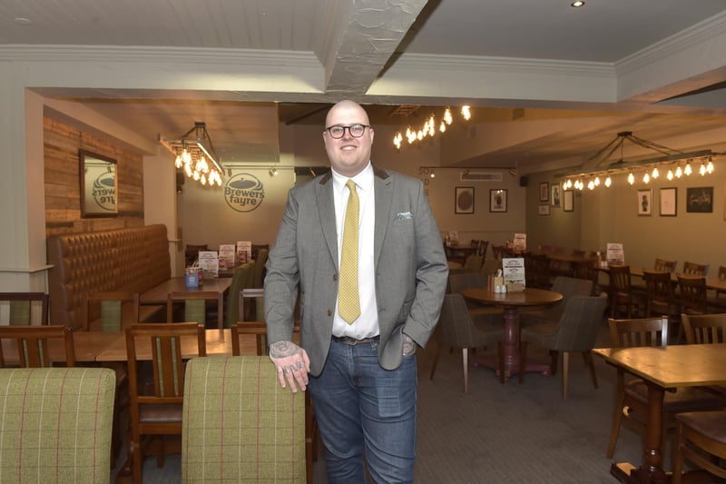 Clarence Pier Brewers Fayre pub has officially reopened on February 6, 2023. 
Pictured: Patryk Panasiuk, restaurant manager.