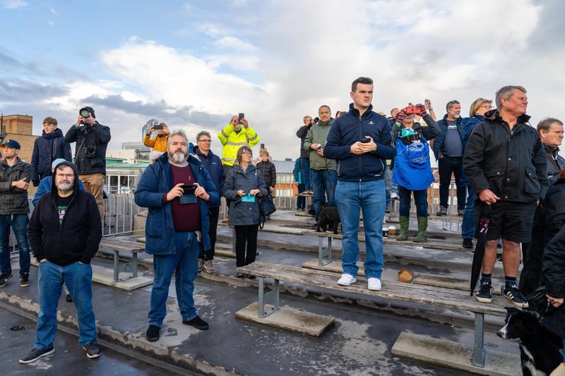 Crowds watching HMS Queen Elizabeth leave Portsmouth on 3rd of November. Photo by Matt Clark