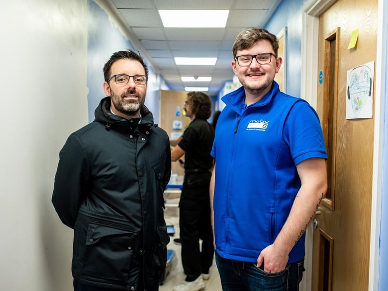 Ben Green, Head of Marketing Communications at Harwin and Joe Weston-McDowell, Head of Fundraising and Marketing at Motiv8