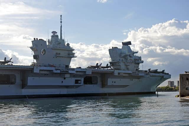 HMS Queen Elizabeth carrier entering harbour pre-CSG21. Picture: Ian Grainger