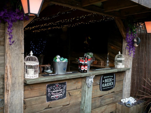 Outside beer garden at The Dog & Ball.