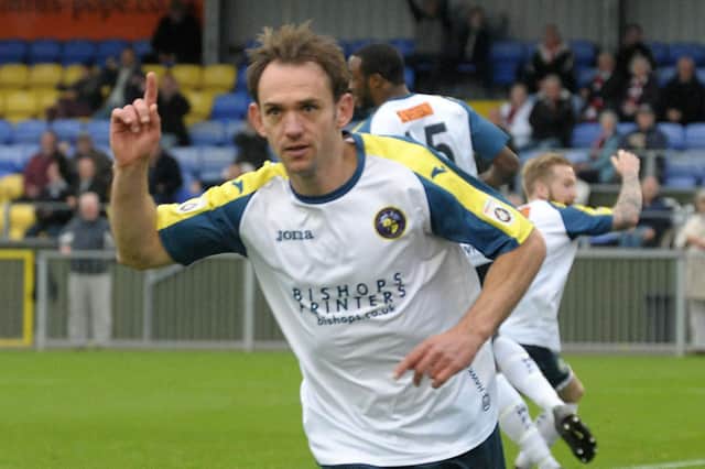 James Hayter holds the record for the quickest hat-trick in Football League history.
Picture: Mick Young